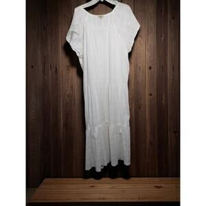 2962) Kate & Sam Ivory Lined Cotton Tassel Tiered Maxi Summer Dress XXL